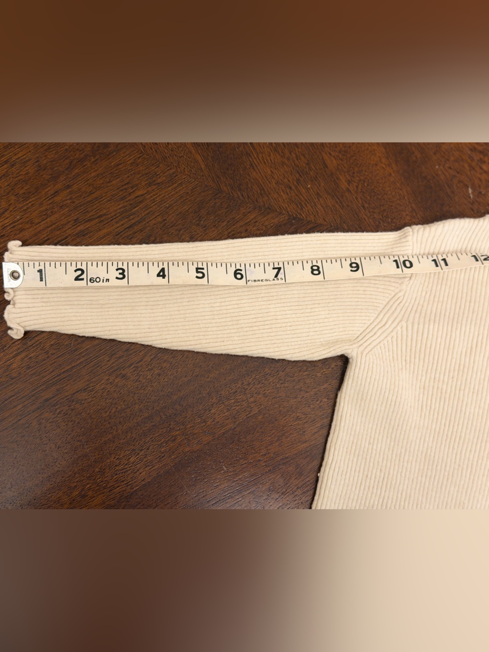 Zara Cream Ribbed Ruffle Mock Neck Sweater - Picture 3 of 6